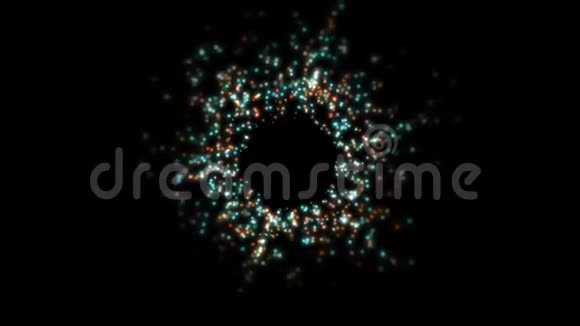 一个发光的光环把粒子扔到地上无缝环视频的预览图