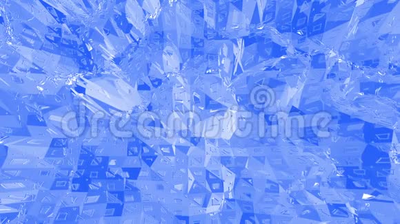 蓝色低聚塑料表面作为时尚环境蓝色多边形几何塑料环境或脉动视频的预览图