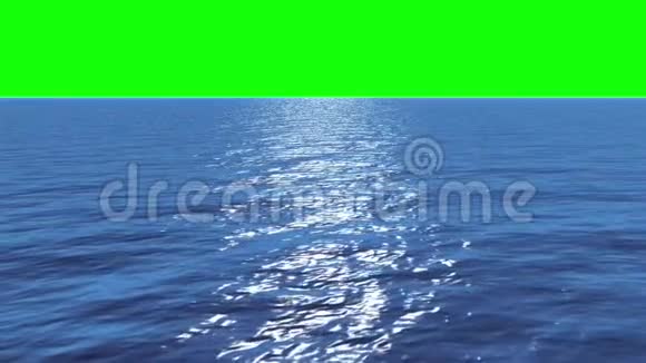 绿色屏幕下的蓝色海洋数码动画视频的预览图