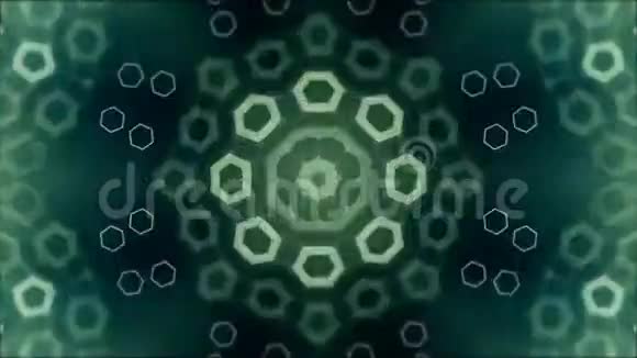 背景中的几何抽象曼陀罗循环绿色图案视频的预览图