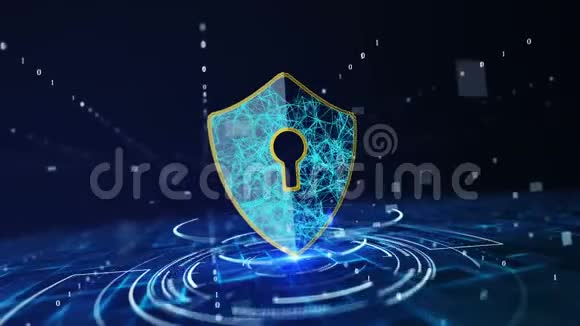 数据保护网络安全概念与锁定图标在网络空间视频的预览图