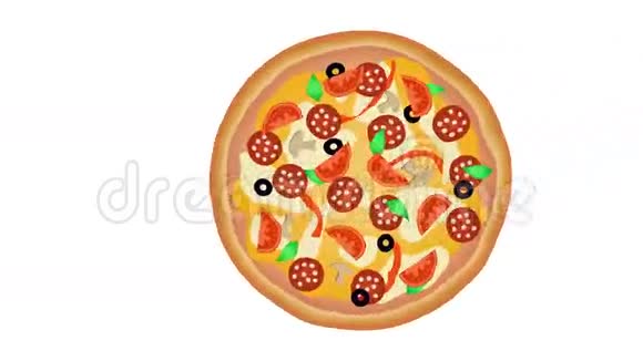 白色背景的披萨3发动画4K视频的预览图