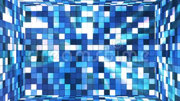 广播闪烁高科技壁球室蓝色抽象循环4K视频的预览图