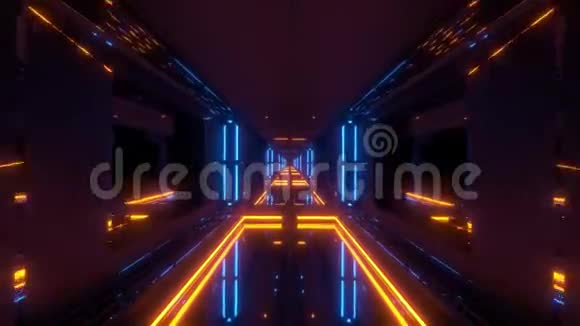 未来主义科幻神庙隧道与良好的反射背景三维渲染运动背景回路视频的预览图