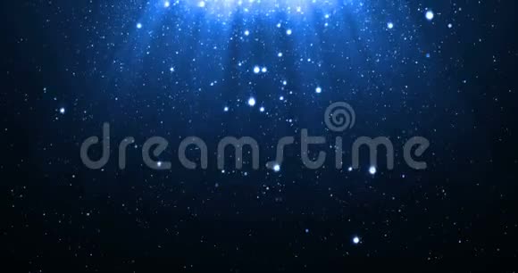 蓝光闪光粒子背景与闪亮的霓虹灯星星装载视频的预览图