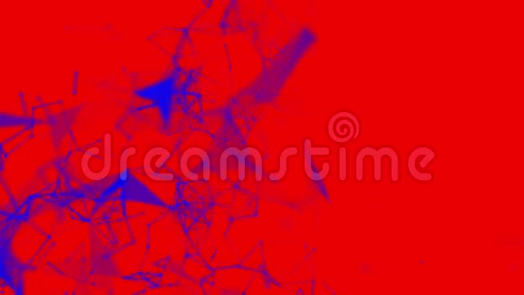 蓝色的粒子正在红色上缓慢地飞行3D渲染视频的预览图