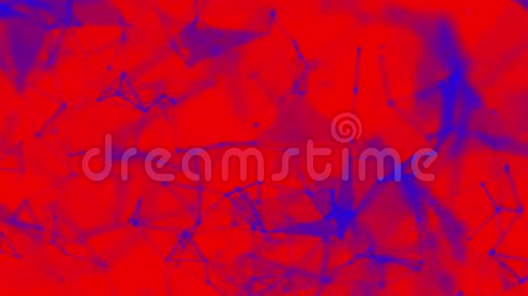 蓝色的粒子正在红色上缓慢地飞行3D渲染视频的预览图