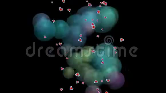 潮色气泡和心形小颗粒派对迪斯科或夜总会的抽象视频背景视频的预览图