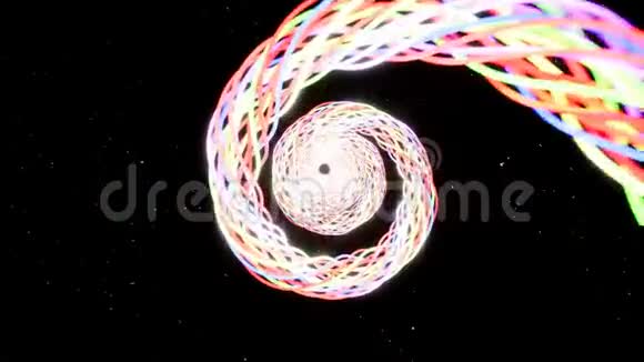 星空中扭曲的霓虹彩带视频的预览图