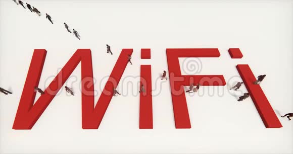 4k人走在wifi符号的顶部技术网络标志视频的预览图