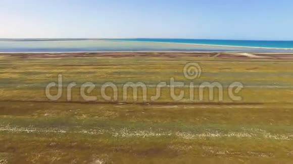 海岸盐沼盐湖景观空中视频视频的预览图