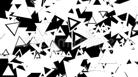 黑白环路中各种形状三角形的动画最适合在视频编辑中过渡包括阿尔法频道视频的预览图