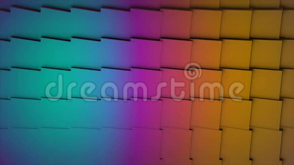 五颜六色的立方体无缝回路抽象立方体背景随机运动三维循环动画青绿色粉红色和黄色视频的预览图