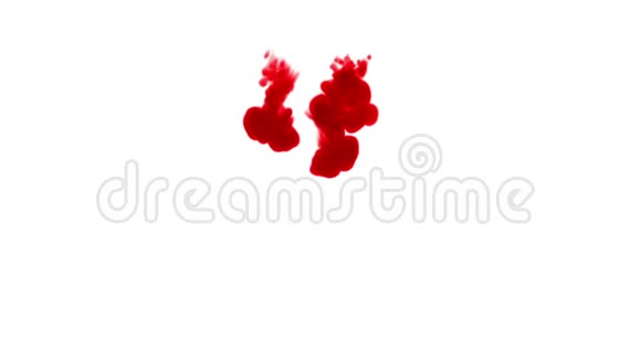 白色背景上的三股红墨水作为阿尔法通道使用卢马哑光视频的预览图