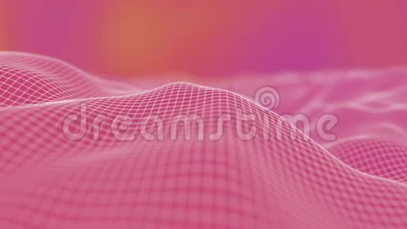 多边形表面挥动可爱的背景粉色无缝环形运动设计3D用bokeh渲染模糊视频的预览图