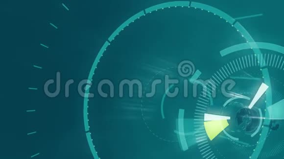 蓝色抽象圆形动画高科技背景带圆圈未来派科幻HUD效应视频的预览图