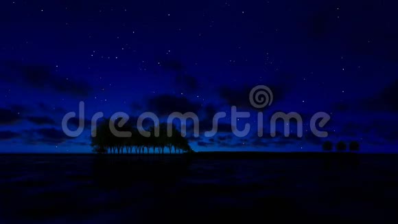 日落时海洋上的吉他树时移云音乐音符视频的预览图