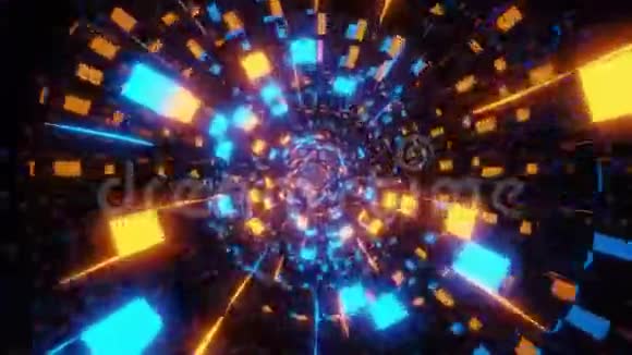 抽象发光反射模式隧道设计三维插图运动背景回路视频的预览图