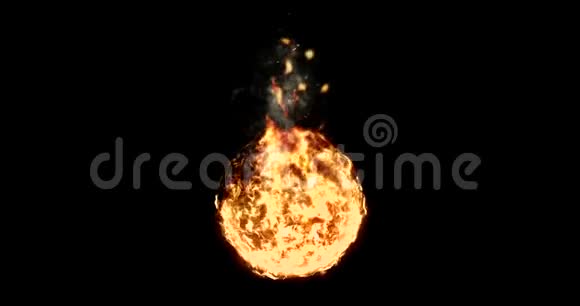 带黑色背景烟雾的真火球危险火焰视频的预览图