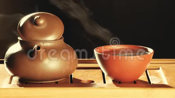 热茶杯暗背景视频的预览图