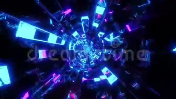 抽象发光反射模式隧道设计三维插图运动背景回路视频的预览图