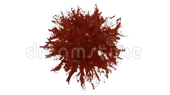 甜的红色美味的液体砰在空气中缓慢运动阿尔法通道用于它的卢马哑光糖液在空气中飞舞视频的预览图