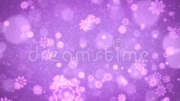 紫色抽象圣诞雪花背景视频的预览图