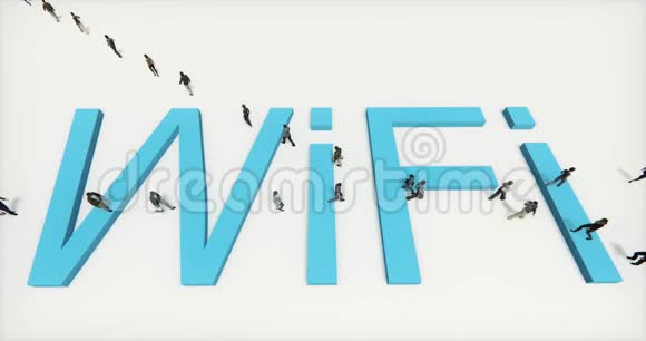 4k人走在wifi符号的顶部技术网络标志视频的预览图