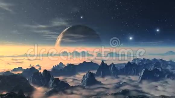 上升的外星月亮和不明飞行物视频的预览图