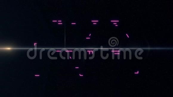 粉色激光霓虹灯明星SALY文字在黑色背景上出现闪亮的光光耀斑动画新质量复古视频的预览图