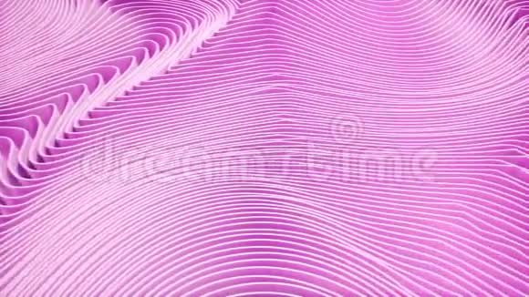 彩波粉色渐变动画未来几何图案运动背景三维渲染视频的预览图