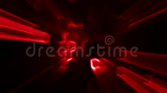 具有霓虹灯效果和灯光背景的红色抽象六边形动画视频的预览图