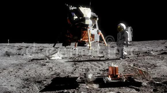 宇航员在月球上行走的高度逼真的动画视频的预览图