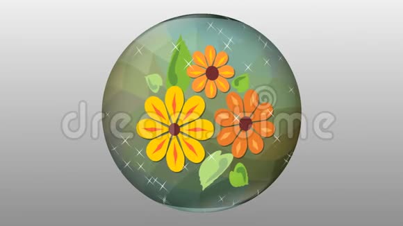 闪闪发光的玻璃球花的图案在灰色背景上旋转抽象花卉装饰玻璃重量视频的预览图