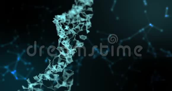 数字二元神经丛螺旋DNA分子在带有通道的蓝色梯度背景上的抽象表示视频的预览图