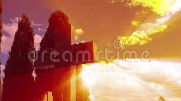 耶稣与时间流逝的云彩相交视频的预览图