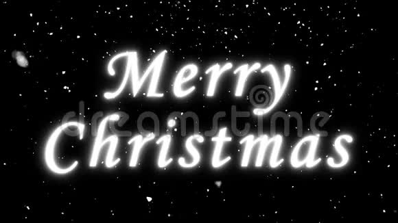 圣诞快乐明亮的文字和降雪3D渲染背景为节日设计电脑制作视频的预览图