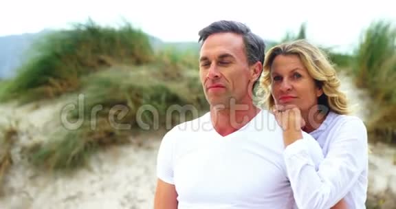 成熟的情侣一起在海滩视频的预览图