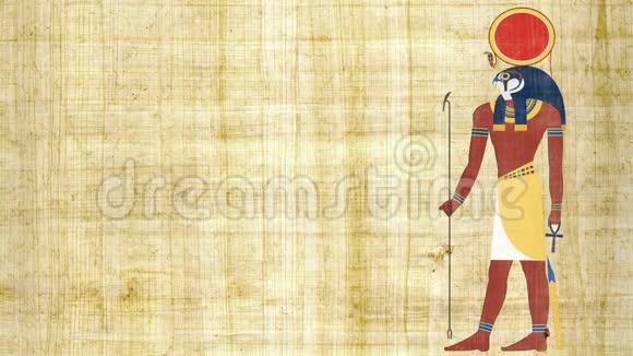 埃及太阳之神在纸莎草背景下视频的预览图