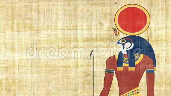 埃及的太阳之神在一个纸莎草背景下视频的预览图
