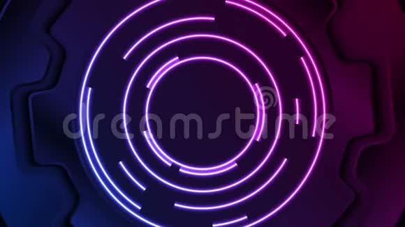 发光霓虹灯齿轮抽象技术视频动画视频的预览图