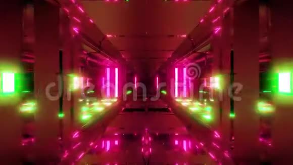 干净的未来感空间空间走廊与炽热的灯光3d渲染运动背景现场壁纸视频的预览图