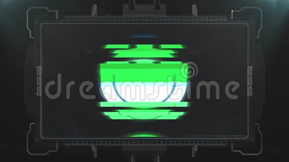 数码旧电视屏幕无缝环干扰动画新动态复古上的微笑hud全息符号视频的预览图