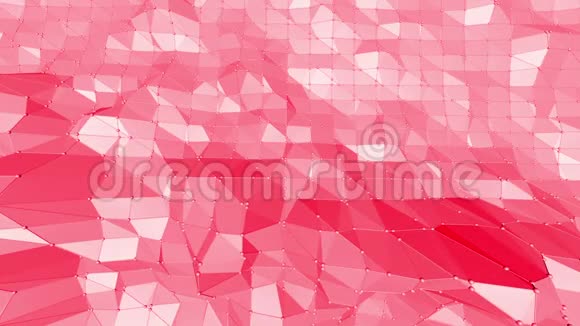 玫瑰或粉红色低聚振荡表面作为奇妙的浮雕红色多边形几何振动环境或视频的预览图