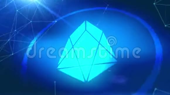 EOS加密货币图标动画蓝色数字元素技术背景视频的预览图