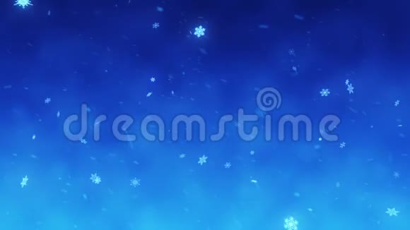 雪花飘落装饰雪花冬天圣诞节新年蓝绿色艺术背景3D动动画视频的预览图