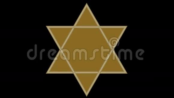 犹太新年动画罗什哈纳暗色背景下的金色大卫星奢华的老式金饰品视频的预览图