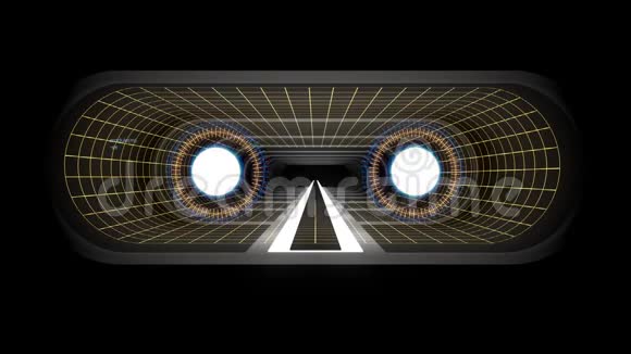 通过虚拟现实白色霓虹灯网络灯网络隧道HUD界面运动图形动画视频的预览图