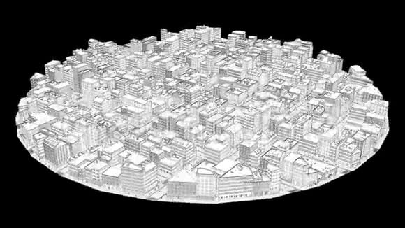 线框白色城市打造抽象建筑视频的预览图