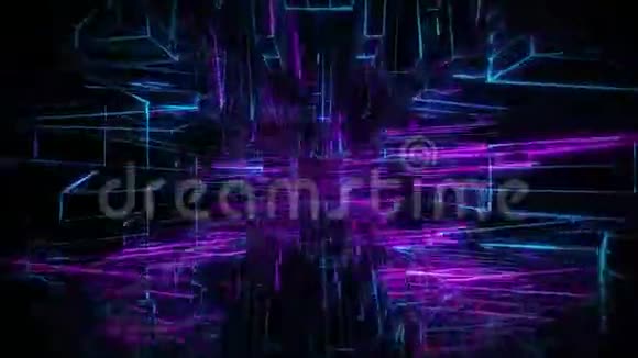 蓝紫色线框视觉循环设计背景3渲染视频的预览图